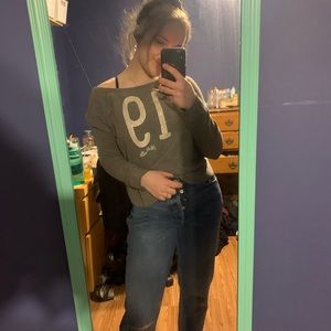 Comfy Off the Shoulder Hollister Grey Sweater Top